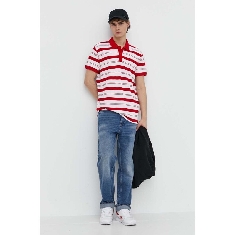 Tommy Jeans pamut póló piros, mintás, DM0DM18921