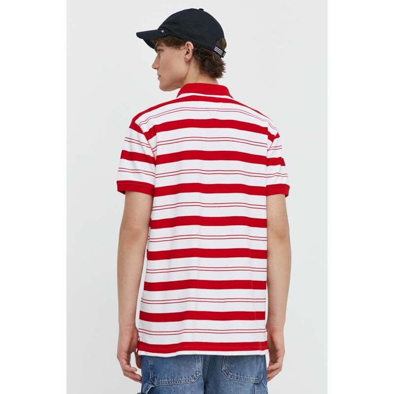 Tommy Jeans pamut póló piros, mintás, DM0DM18921