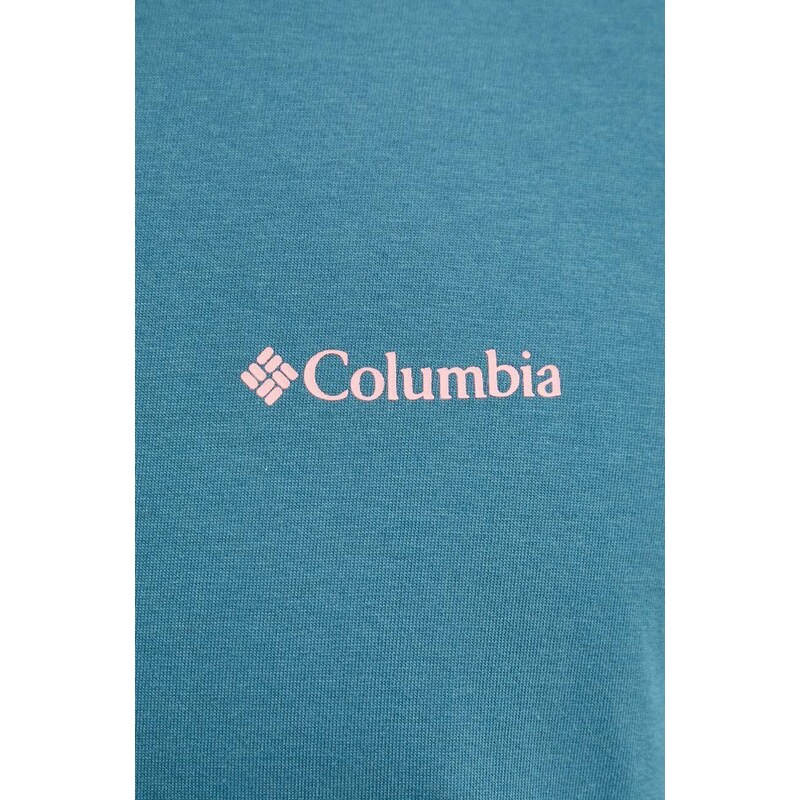 Columbia pamut póló North Cascades türkiz, férfi, nyomott mintás, 1834041