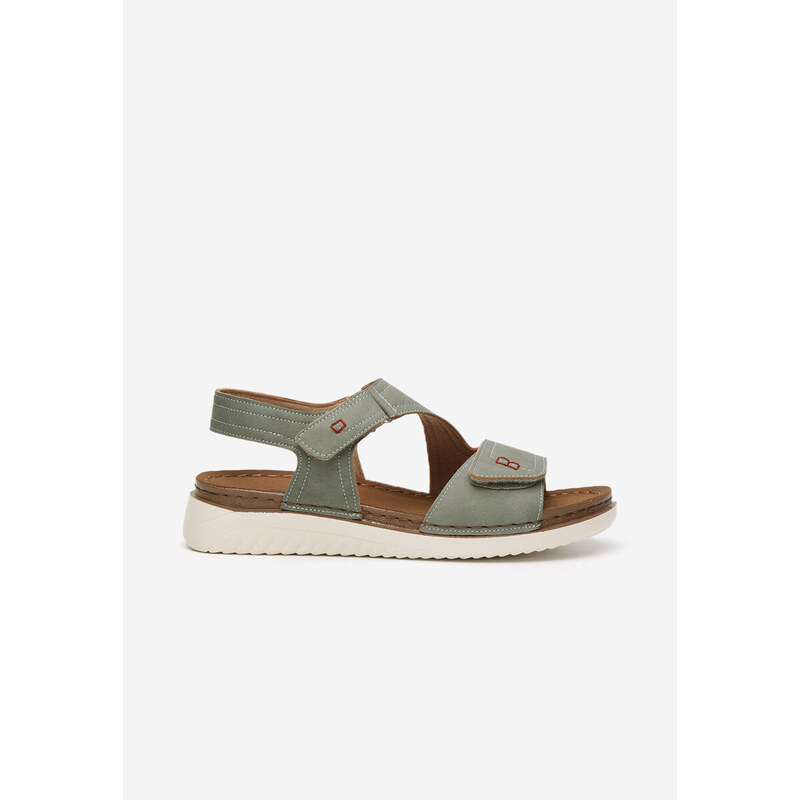 Zapatos Metina zöld lapos szandál