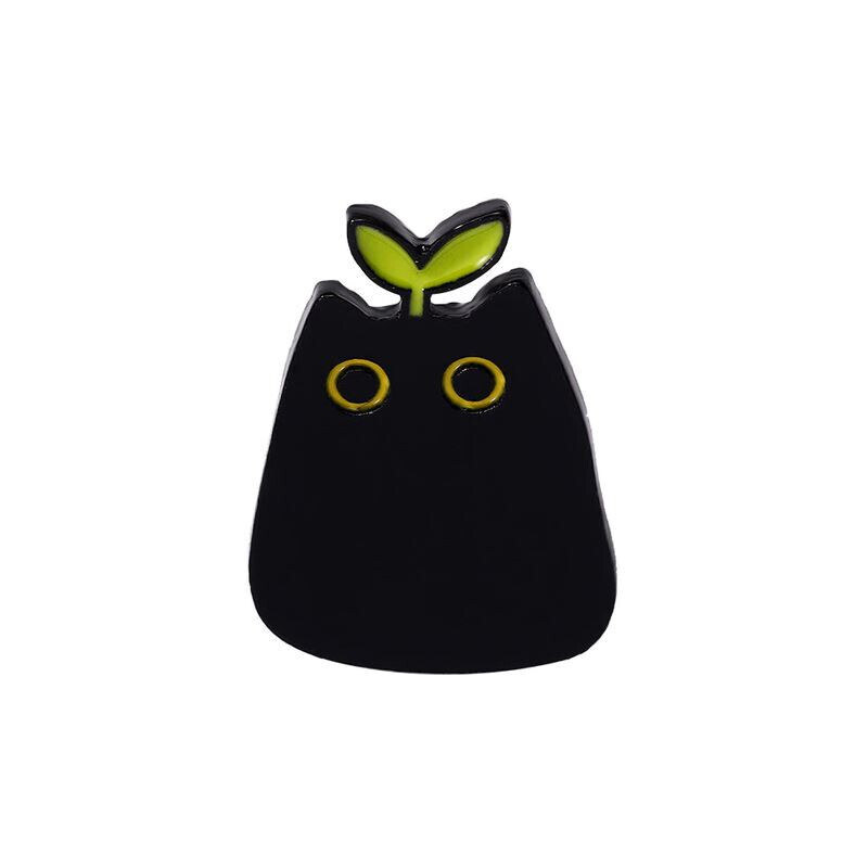 BHarts Design Fekete macska növényke - kitűző