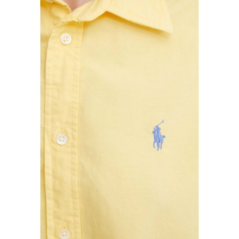 Polo Ralph Lauren pamut ing női, galléros, sárga, regular, 211906512