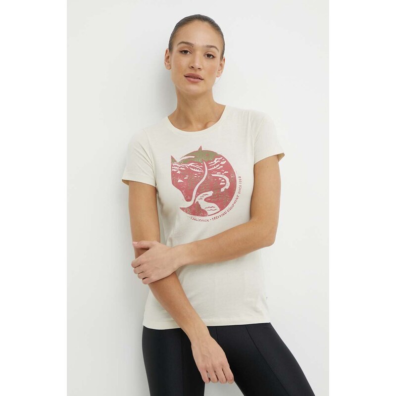 Fjallraven pamut póló Arctic Fox T-shirt női, bézs, F89849