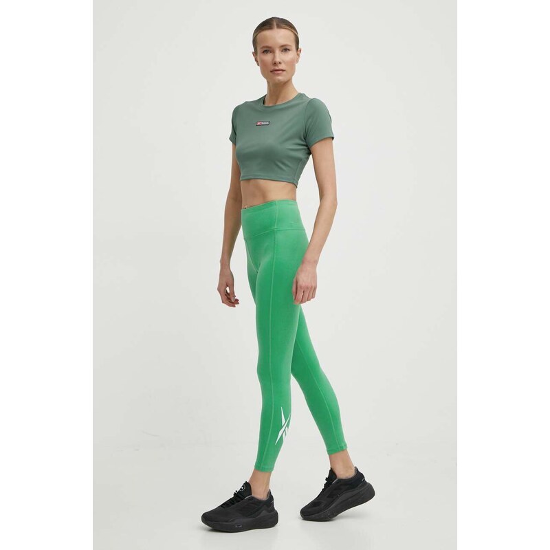 Reebok edzős legging Identity Training zöld, nyomott mintás, 100076226