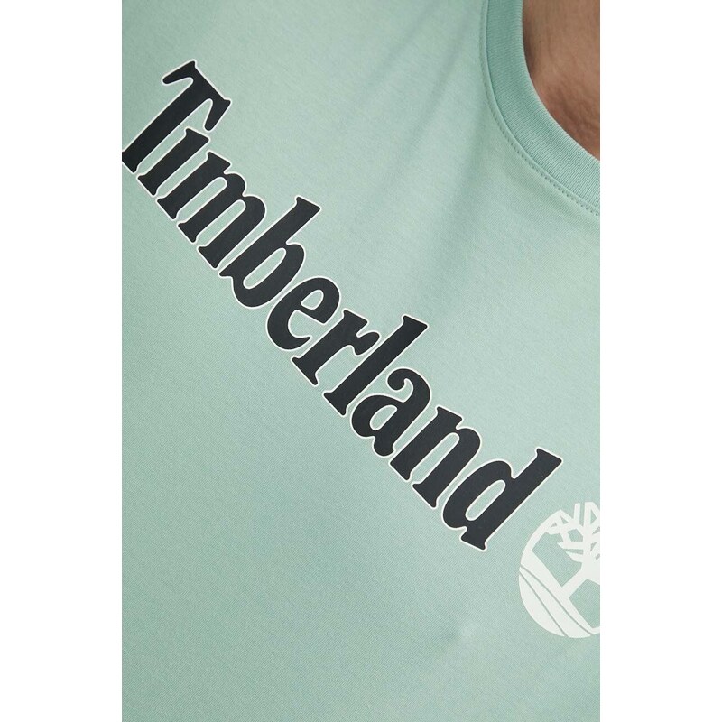 Timberland pamut póló zöld, férfi, nyomott mintás, TB0A5UPQEW01
