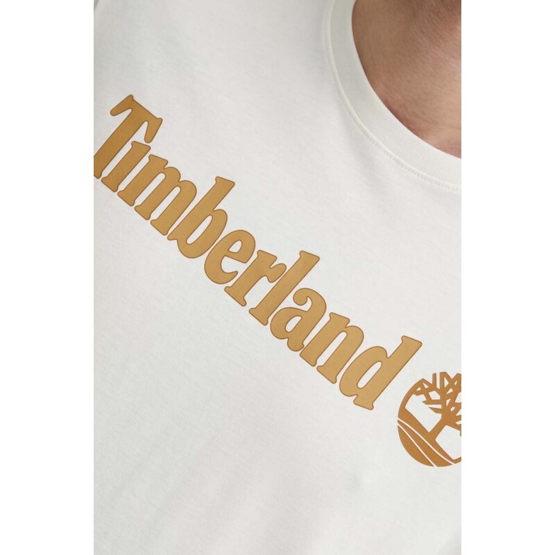 Timberland pamut póló bézs, férfi, nyomott mintás, TB0A5UPQCM91