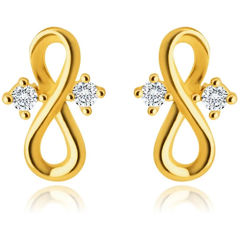 Ekszer Eshop - 14K sárga arany gyémánt fülbevaló - végtelen szimbólum, tiszta briliánsokkal S3BT506.92