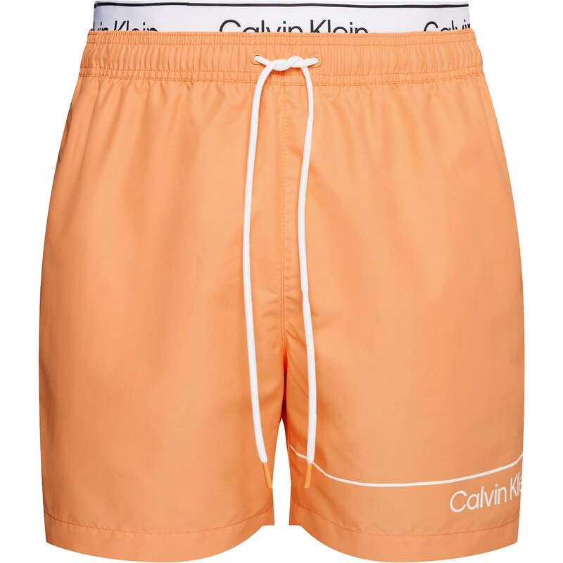 Calvin Klein Swimwear Rövid fürdőnadrágok világos narancs / fekete / fehér