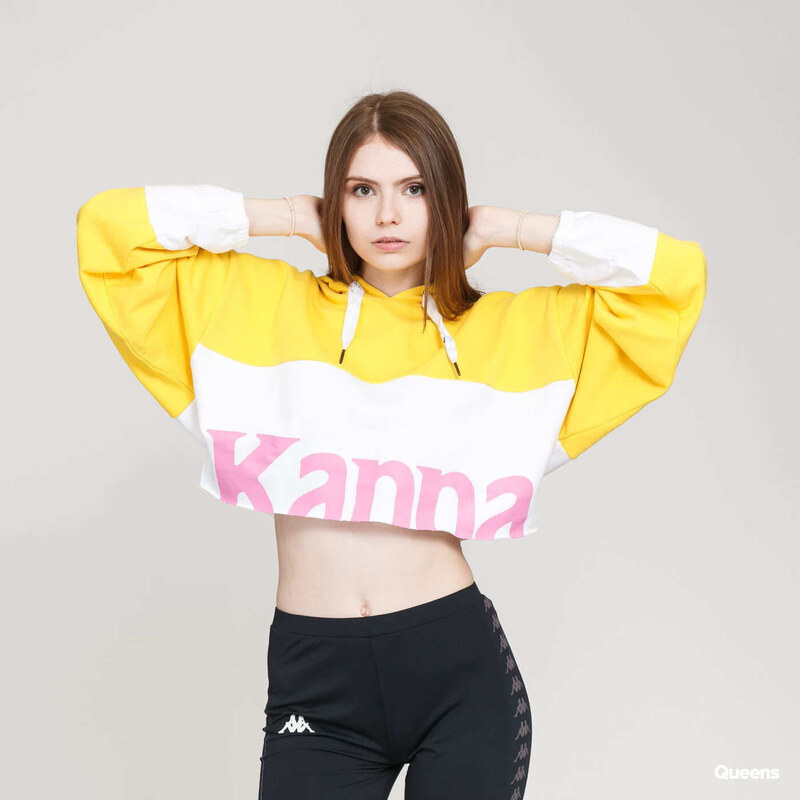 Női kapucnis pulóver Kappa Authentic Sand Claydee Yellow/ White/ Pink