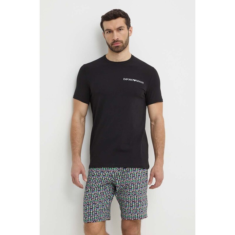 Emporio Armani Underwear pizsama fekete, férfi, mintás, 111573 4R508