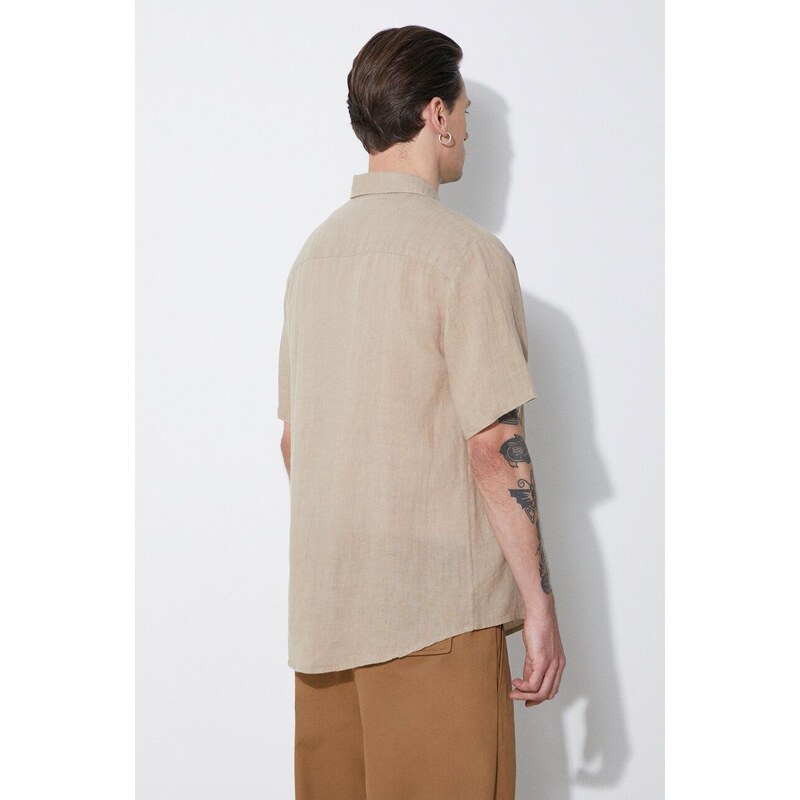 A.P.C. len ing chemisette bellini logo galléros, bézs, regular, LIAEK-H12551