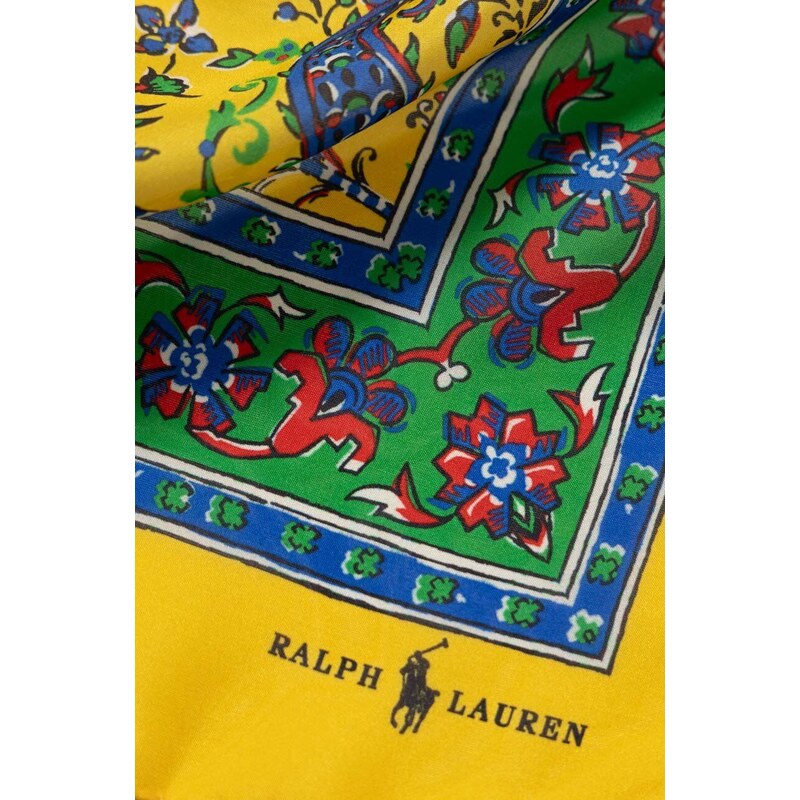 Polo Ralph Lauren selyem kendő sárga, mintás, 712926115