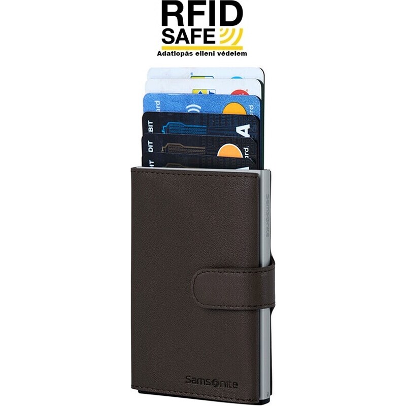 Samsonite ALU FIT sötétbarna RFID védett pénztárca, kártyatartó 133890-1251