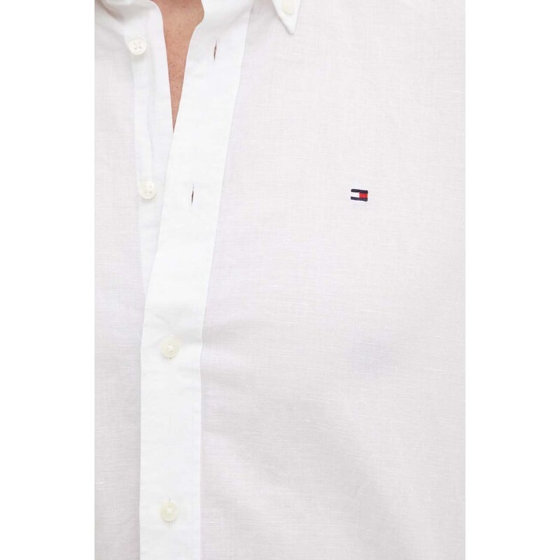 Tommy Hilfiger lenvászon ing legombolt galléros, fehér, regular, MW0MW35323