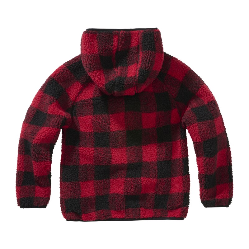 Brandit gyermek Teddyfleece kabát kapucnival, piros/fekete