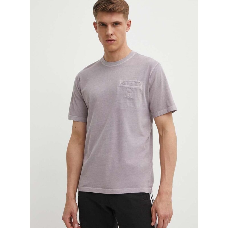 adidas Originals pamut póló lila, férfi, sima, IS1762
