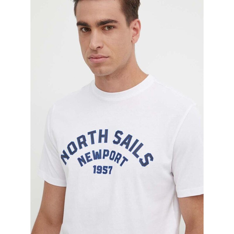North Sails pamut póló fehér, férfi, nyomott mintás, 692988