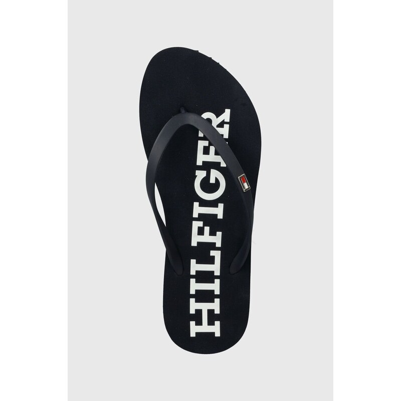 Tommy Hilfiger flip-flop sötétkék, női, lapos talpú, FW0FW07901