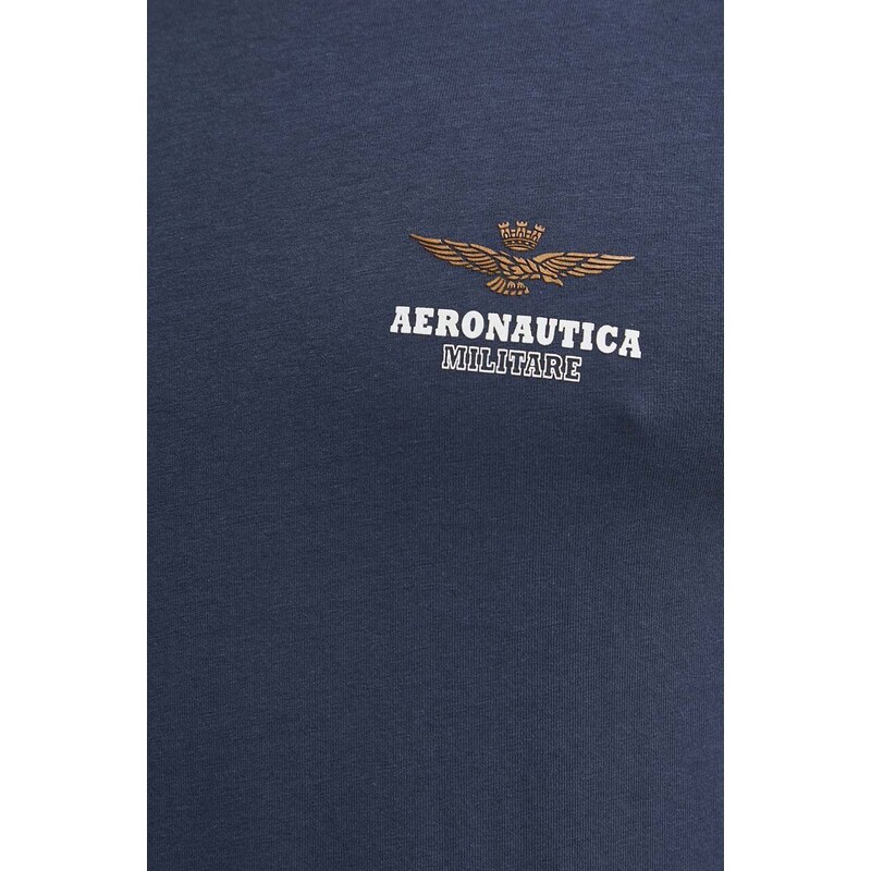 Aeronautica Militare t-shirt sötétkék, férfi, nyomott mintás, AM1UTI003