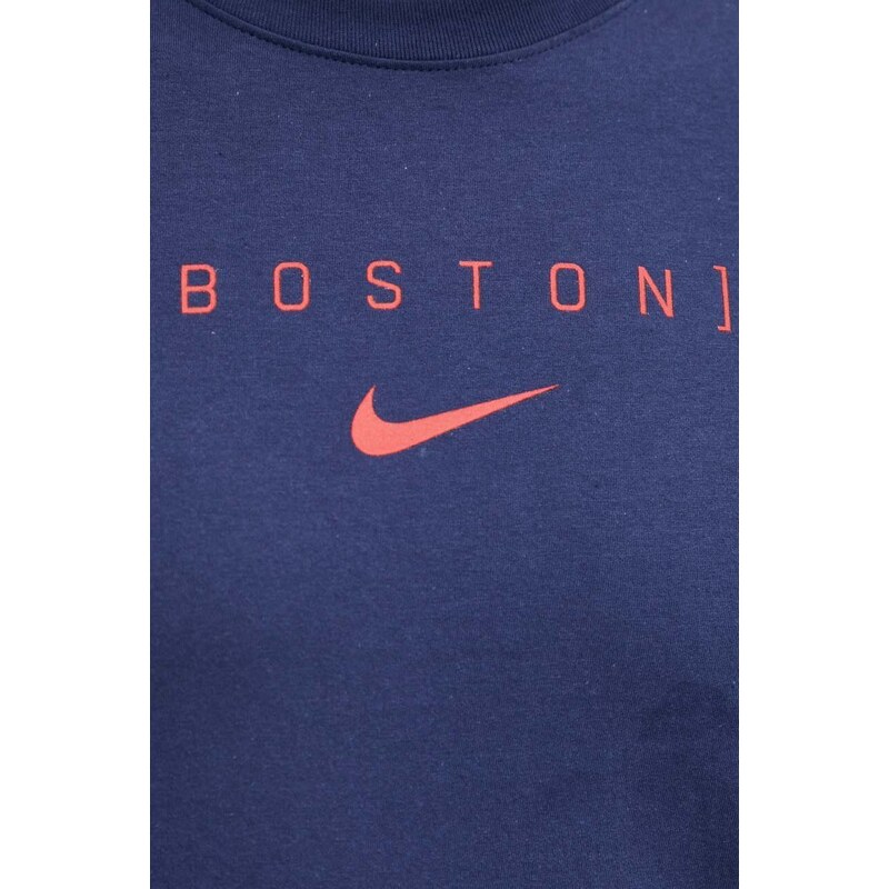 Nike pamut póló Boston Red Sox sötétkék, férfi, nyomott mintás