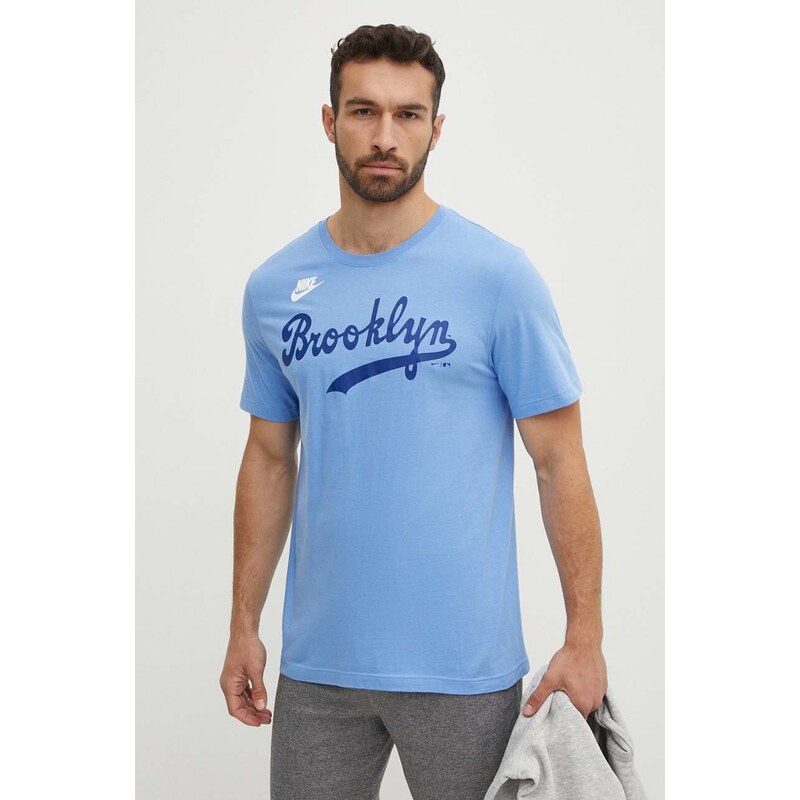 Nike pamut póló Brooklyn Dodgers férfi, nyomott mintás