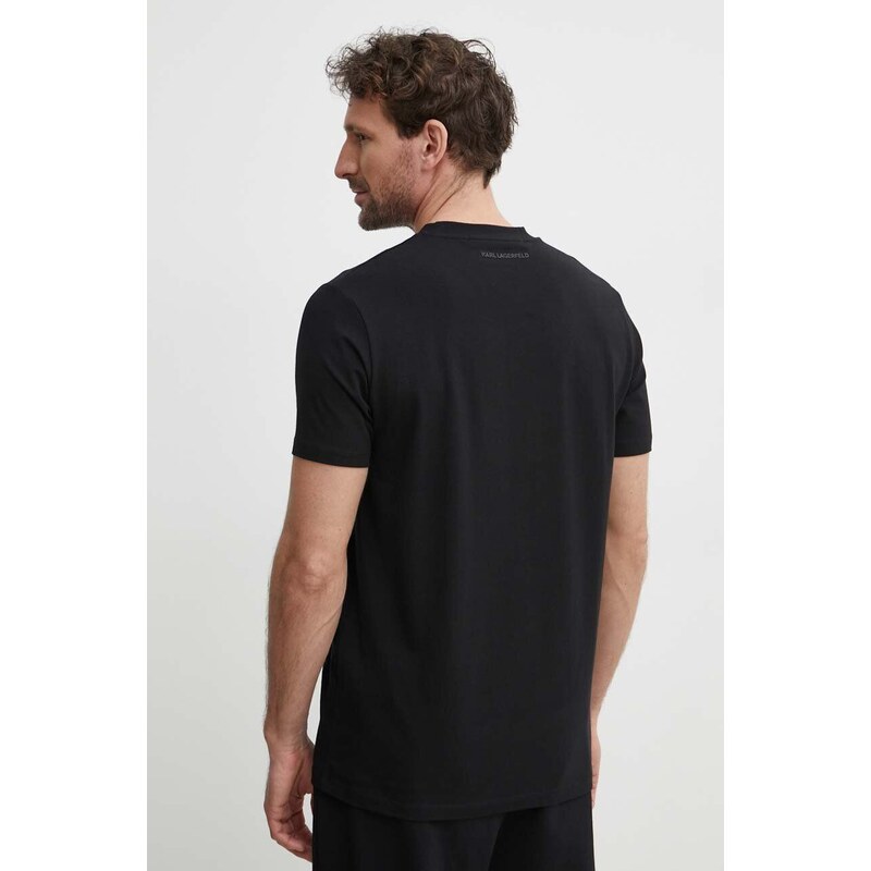Karl Lagerfeld t-shirt fekete, férfi, nyomott mintás, 542221.755036
