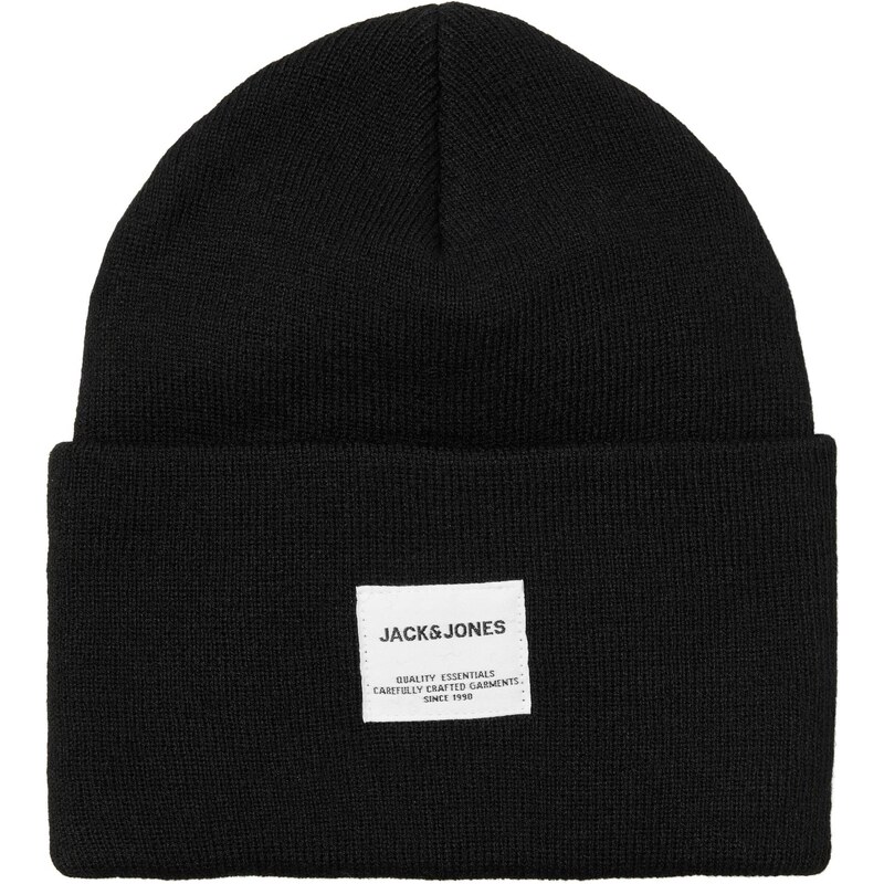 JACK & JONES Sapka 'Long Knit' fekete / fehér