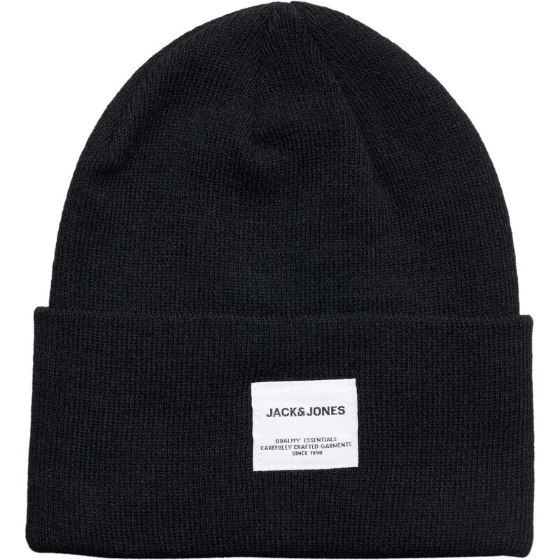 JACK & JONES Sapka 'Long Knit' fekete / fehér