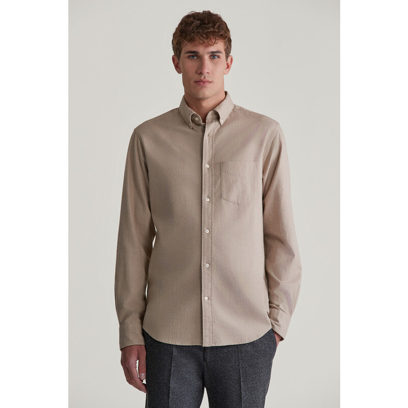 ING GANT REG FLANNEL MELANGE SHIRT DRY SAND