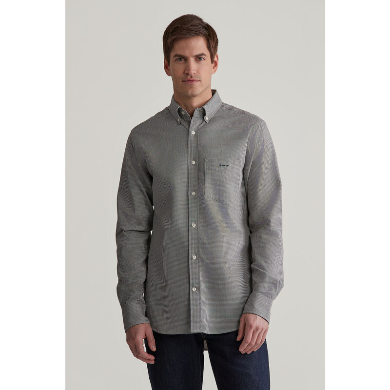 ING GANT REG HOUNDSTOOTH WOOL FLANNEL SHIRT WASHED OUT BLACK