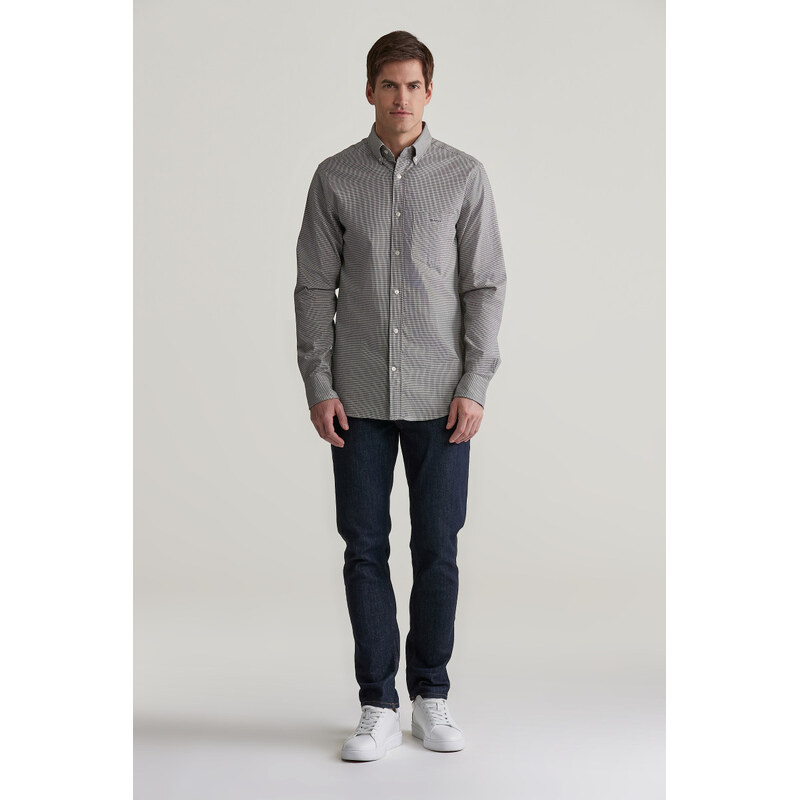 ING GANT REG HOUNDSTOOTH WOOL FLANNEL SHIRT WASHED OUT BLACK