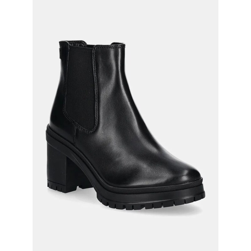 Lauren Ralph Lauren bőr bokacsizma Cailie fekete, női, magassarkú, 802937825001