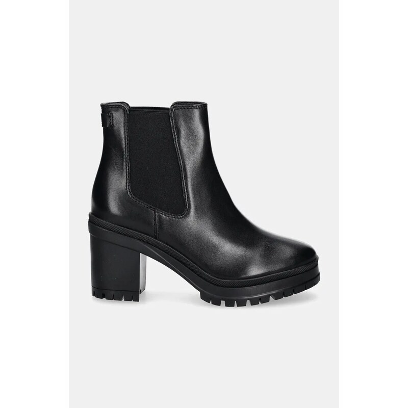 Lauren Ralph Lauren bőr bokacsizma Cailie fekete, női, magassarkú, 802937825001
