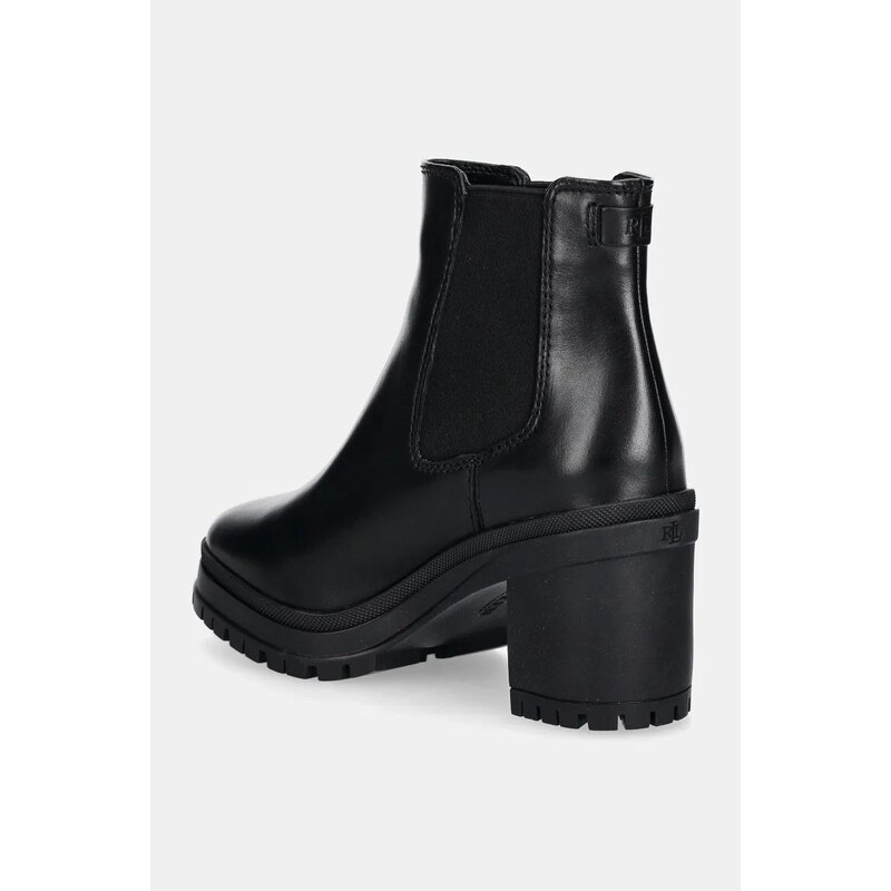 Lauren Ralph Lauren bőr bokacsizma Cailie fekete, női, magassarkú, 802937825001