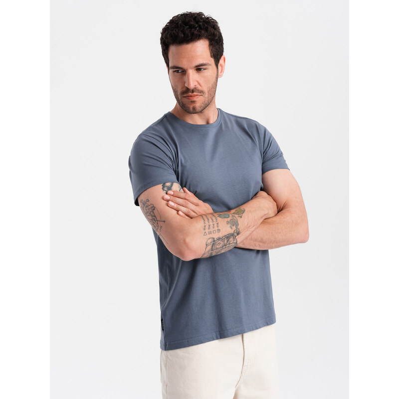 Ombre BASIC men's classic cotton T-shirt - dark blue
