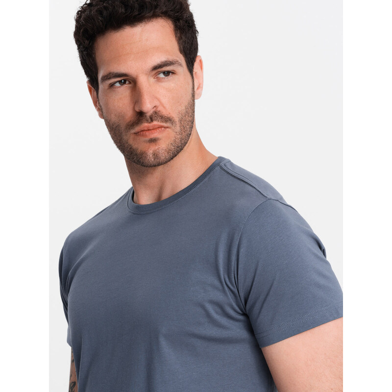 Ombre BASIC men's classic cotton T-shirt - dark blue