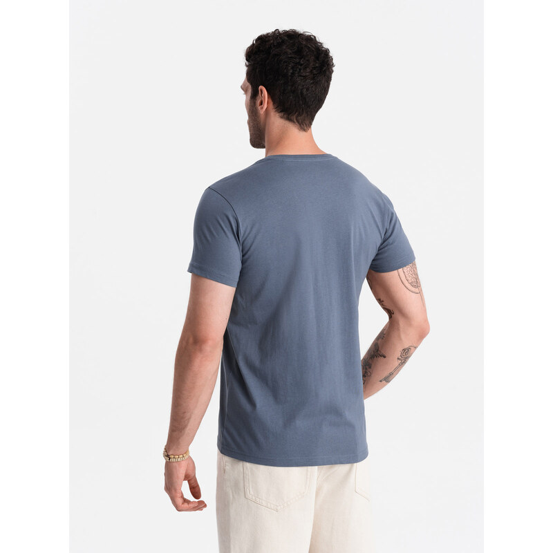 Ombre BASIC men's classic cotton T-shirt - dark blue