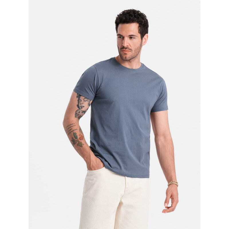 Ombre BASIC men's classic cotton T-shirt - dark blue