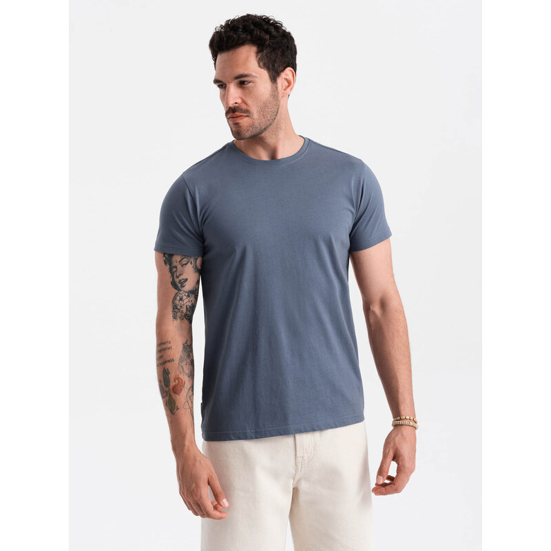 Ombre BASIC men's classic cotton T-shirt - dark blue
