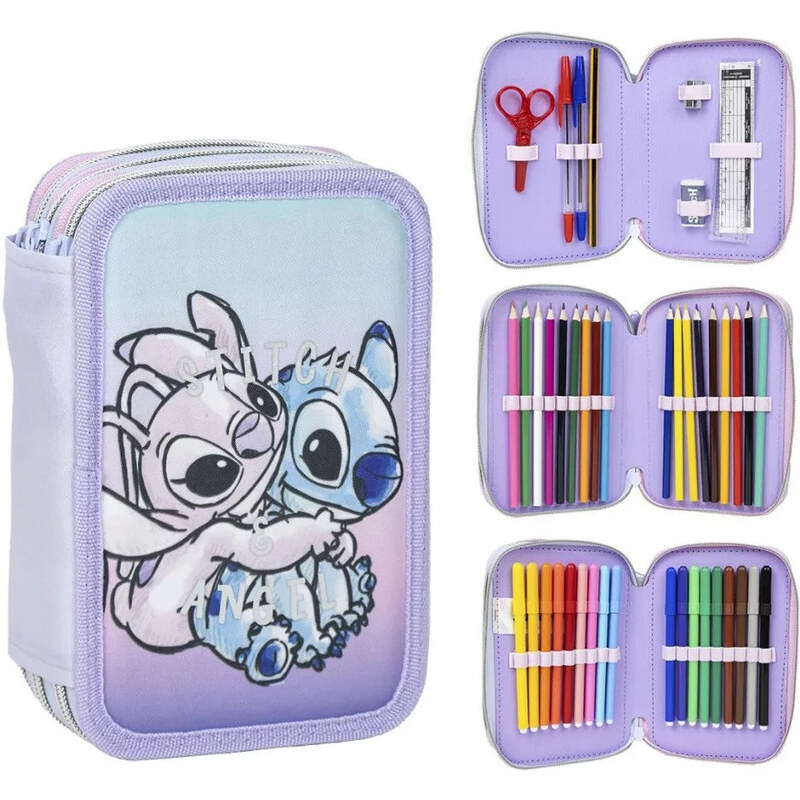 Disney Lilo és Stitch, A csillagkutya Angel tolltartó töltött 3 emeletes