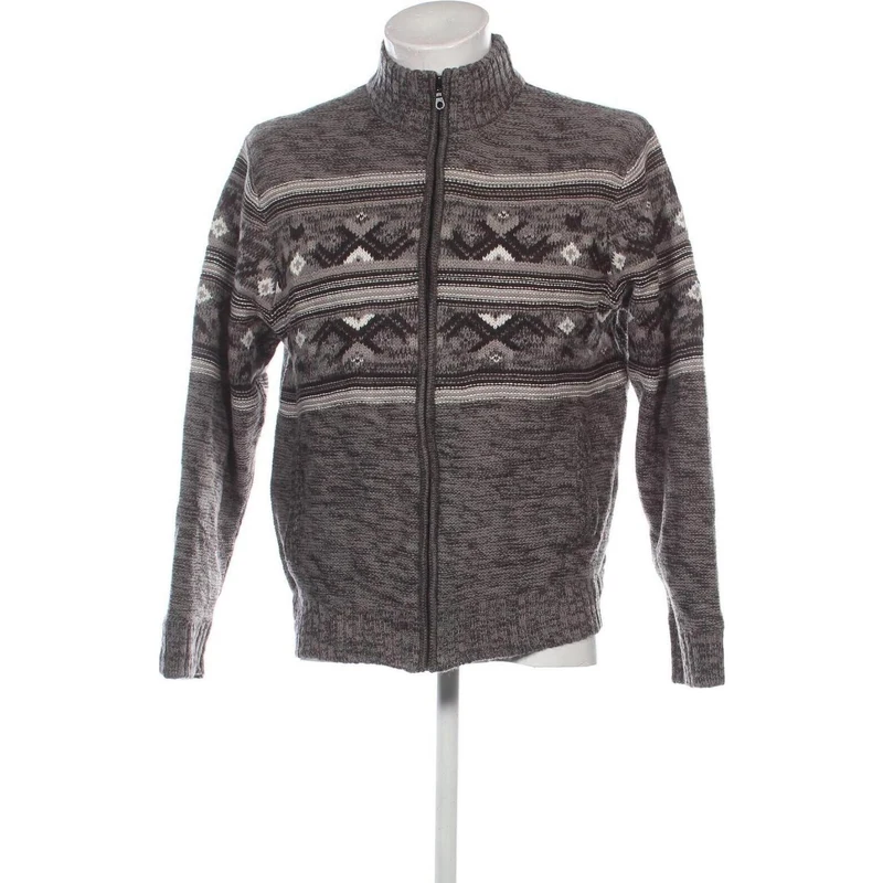 ATLAS FOR MEN Cardigan Uomo Con Zip, Collo Alto, Spalle In Pelle Scamosciata, Beige, Taglia XL