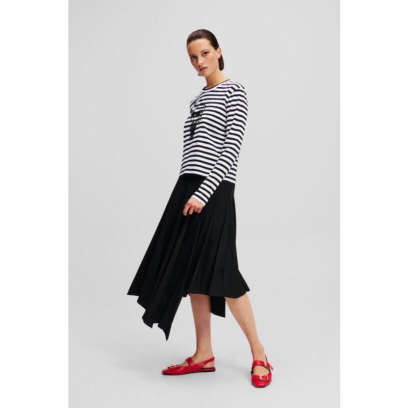 PÓLÓ KARL LAGERFELD IKON PRINT STRIPE LSLV TOP