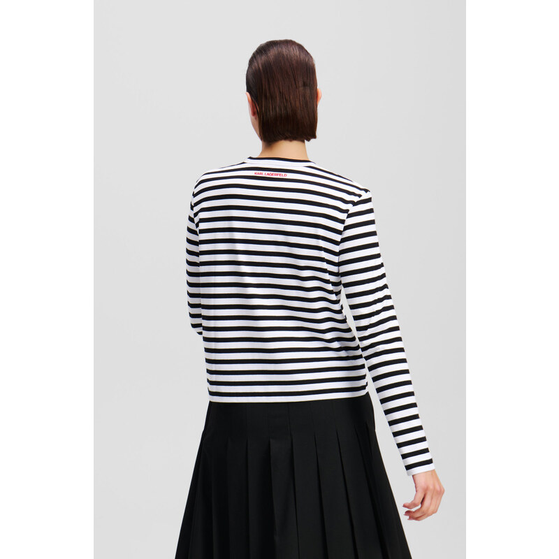 PÓLÓ KARL LAGERFELD IKON PRINT STRIPE LSLV TOP