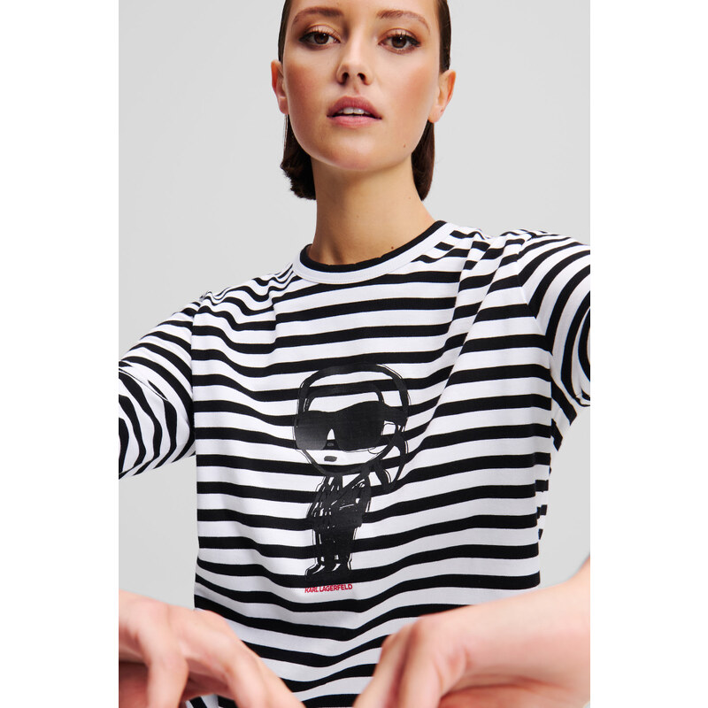 PÓLÓ KARL LAGERFELD IKON PRINT STRIPE LSLV TOP