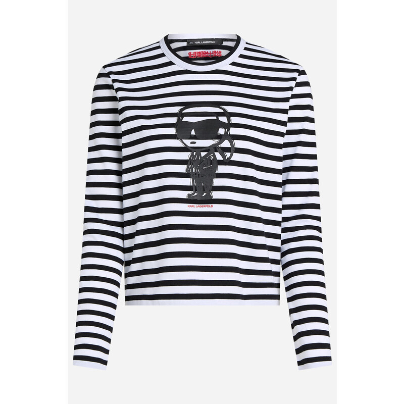 PÓLÓ KARL LAGERFELD IKON PRINT STRIPE LSLV TOP