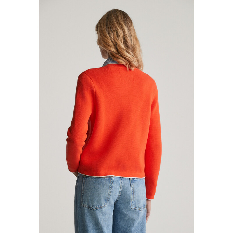 KARDIGÁN GANT COTTON KNIT JACKET ORANGE RED