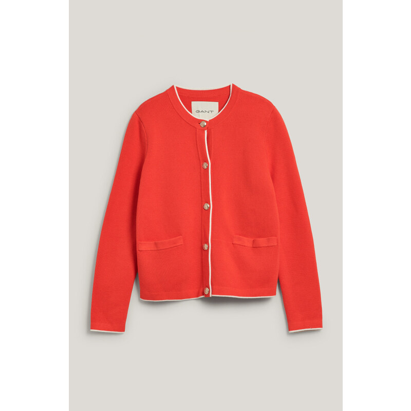 KARDIGÁN GANT COTTON KNIT JACKET ORANGE RED