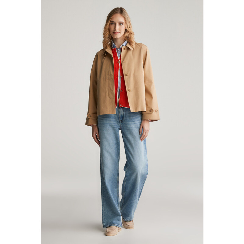 KARDIGÁN GANT COTTON KNIT JACKET ORANGE RED