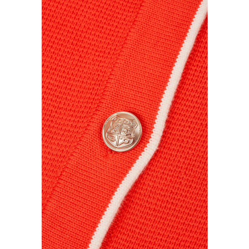 KARDIGÁN GANT COTTON KNIT JACKET ORANGE RED