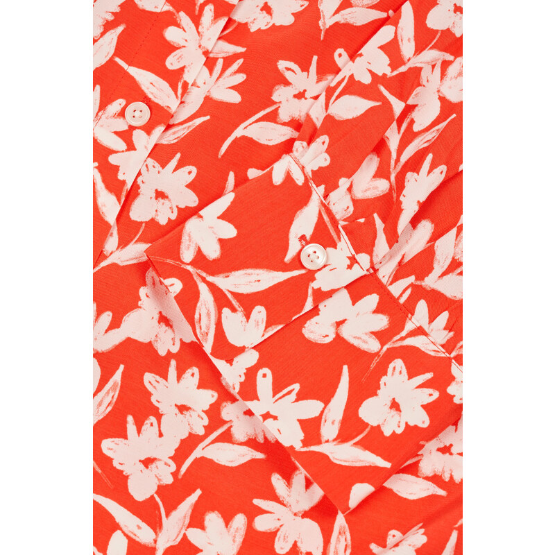 RUHA GANT REG FLORAL PRINT SS SHIRT DRESS ORANGE RED